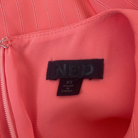 NBD Arijana Coral Orange Front Keyhole Long Sleeve Mini Dress - Picture 10 of 11